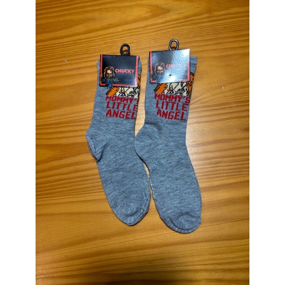 Chucky Kids Socks Mommy's Little Angel Gray Movie Horror Child's Play - Picture 1 of 4